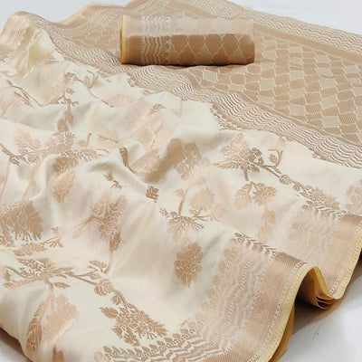 Cream Festive Wear Zari Woven Art Silk Saree
