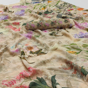 Cream Floral Digital Printed Georgette Saree