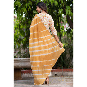 Cream Floral Printed Pure Cotton Kurti Pant Set With Dupatta