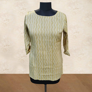 Cream Geometric Printed Rayon Top