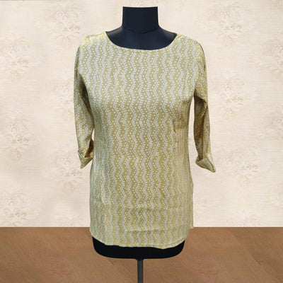 Cream Geometric Printed Rayon Top