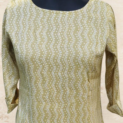Cream Geometric Printed Rayon Top
