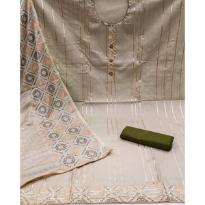 Cream Gotta Patti With Bandhani Printed Pure Cotton Dress Material