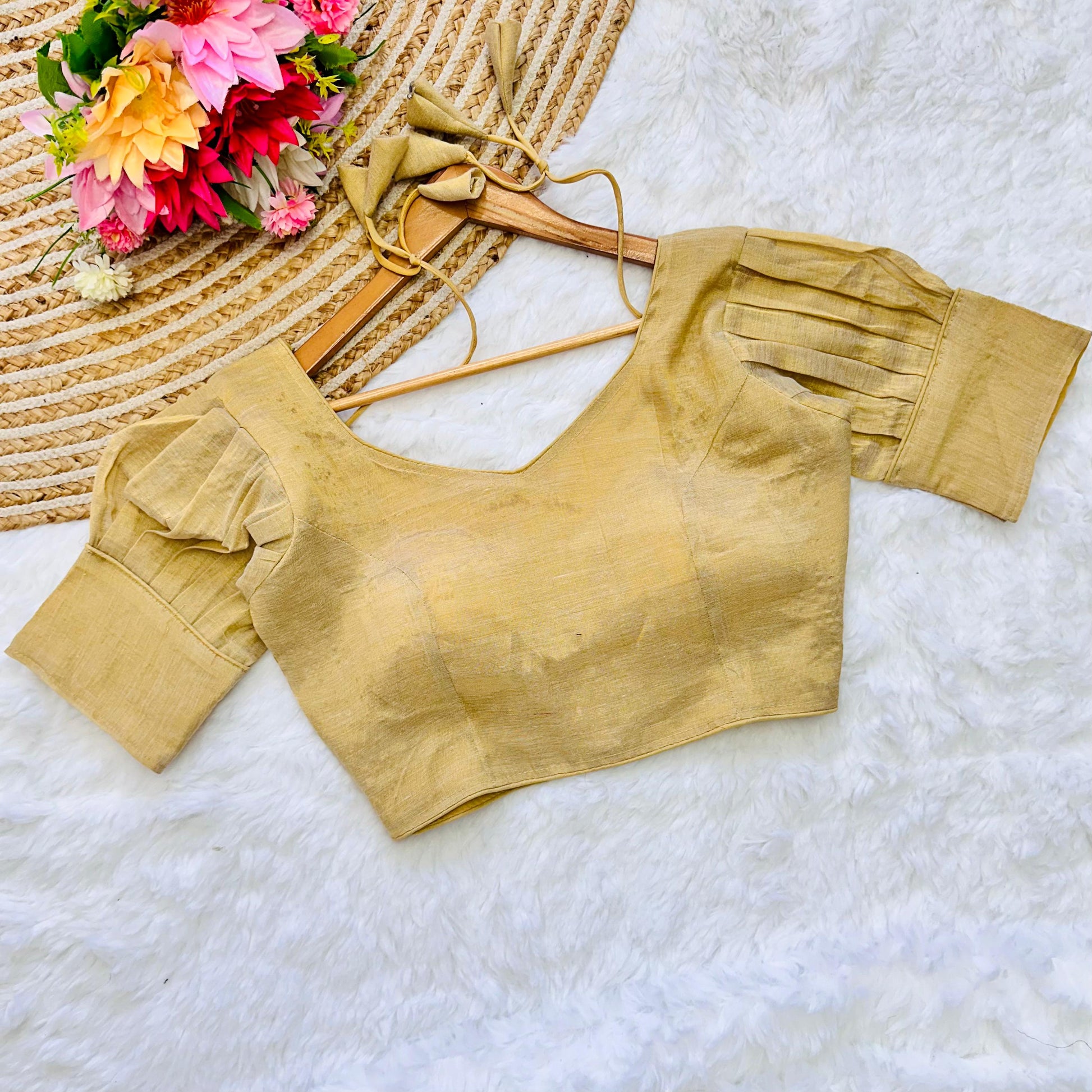 Cream Jari Weaving Blouse in Jari Kobra Fabric