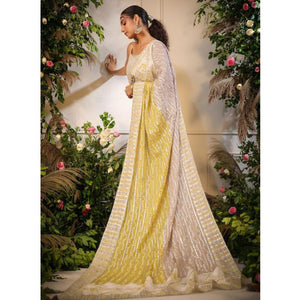 Cream Printed With Gota Work Pure Cotton Sharara Suit