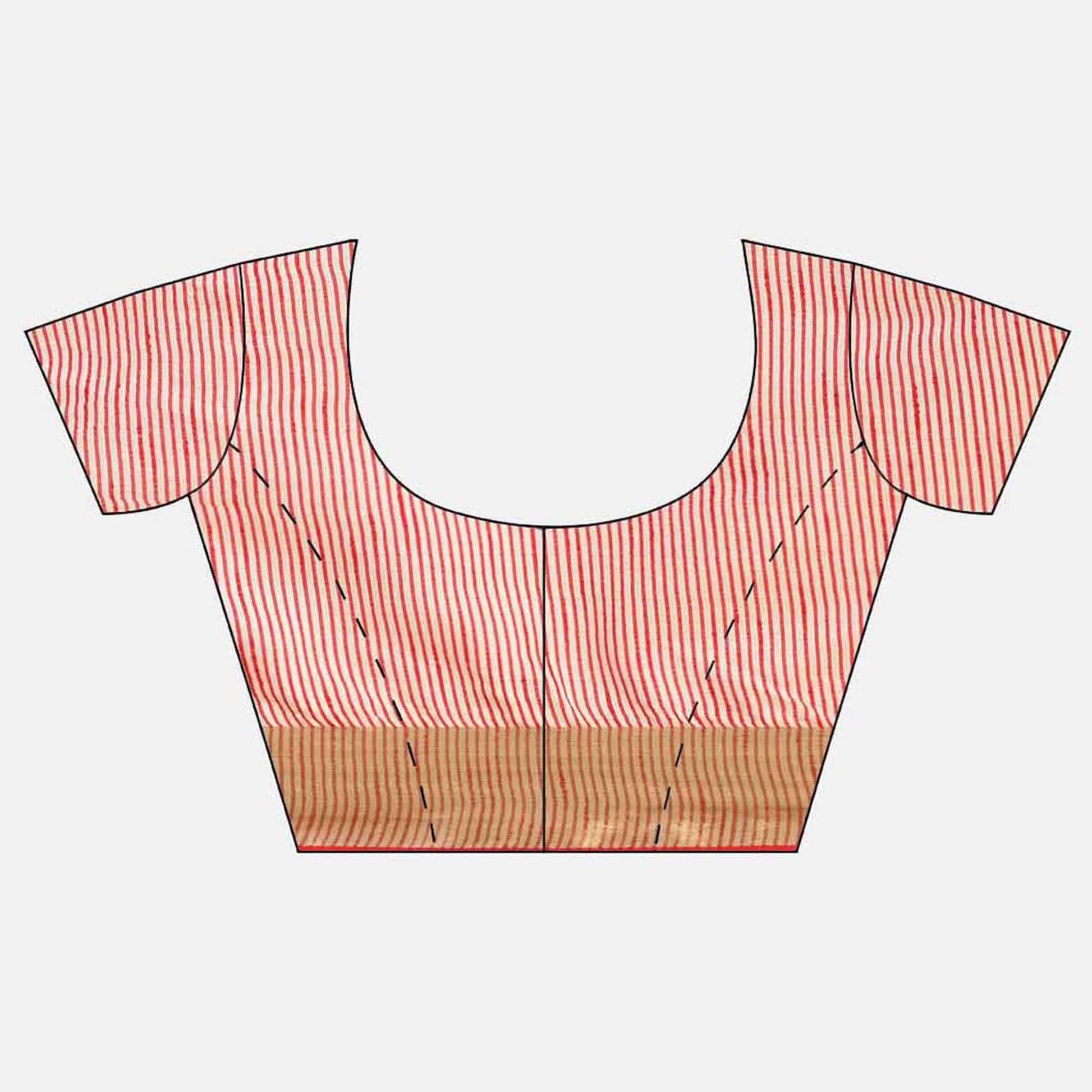 Cream Solid With Striped Printed Cotton Silk Saree