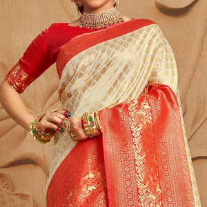Cream Woven Cotton Silk Saree