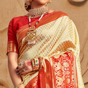 Cream Woven Cotton Silk Saree