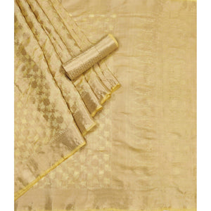 Cream Woven Organza Saree