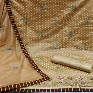 Cream Zardosi Work Fancy Fabric Dress Material