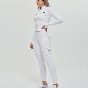 Cropped Cargo Jacket - White
