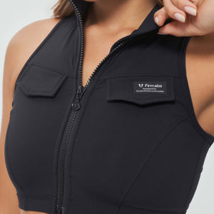 Cropped Cargo Tank - Black