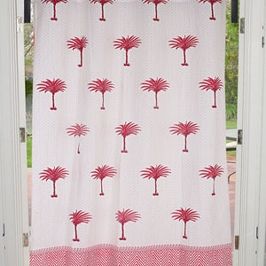 Sweet Pink Palm Polka Cotton Grommet Curtain