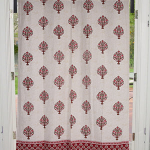 Magenta Pink Floral Bouquet Cotton Grommet Curtain