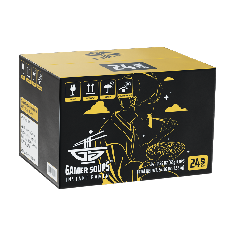 Gamer Soups Instant Noodles - Curry (24 Cup Box)