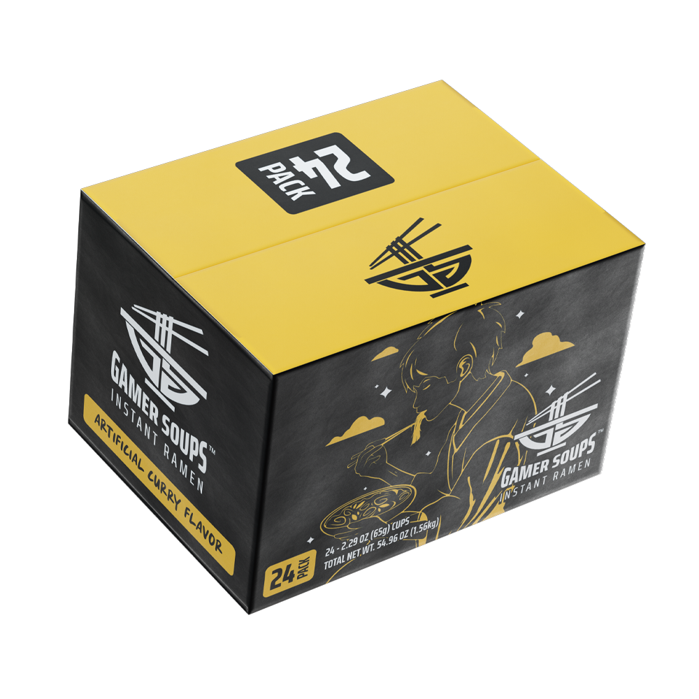 Gamer Soups Instant Noodles - Curry (24 Cup Box)