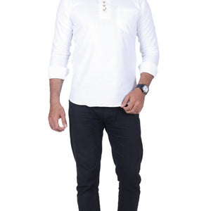 White Solid Pure Cotton Straight Kurta