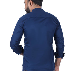 Dark Blue Solid Pure Cotton Straight Kurta