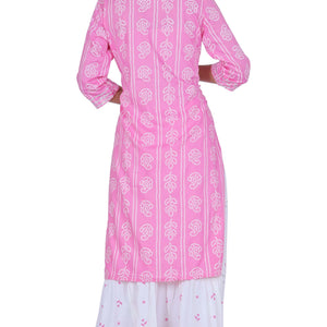 Light Pink Cotton Kurta and Skirt Set