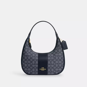 Coach Carmen Shoulder Bag In Signature Jacquard Midnight Navy