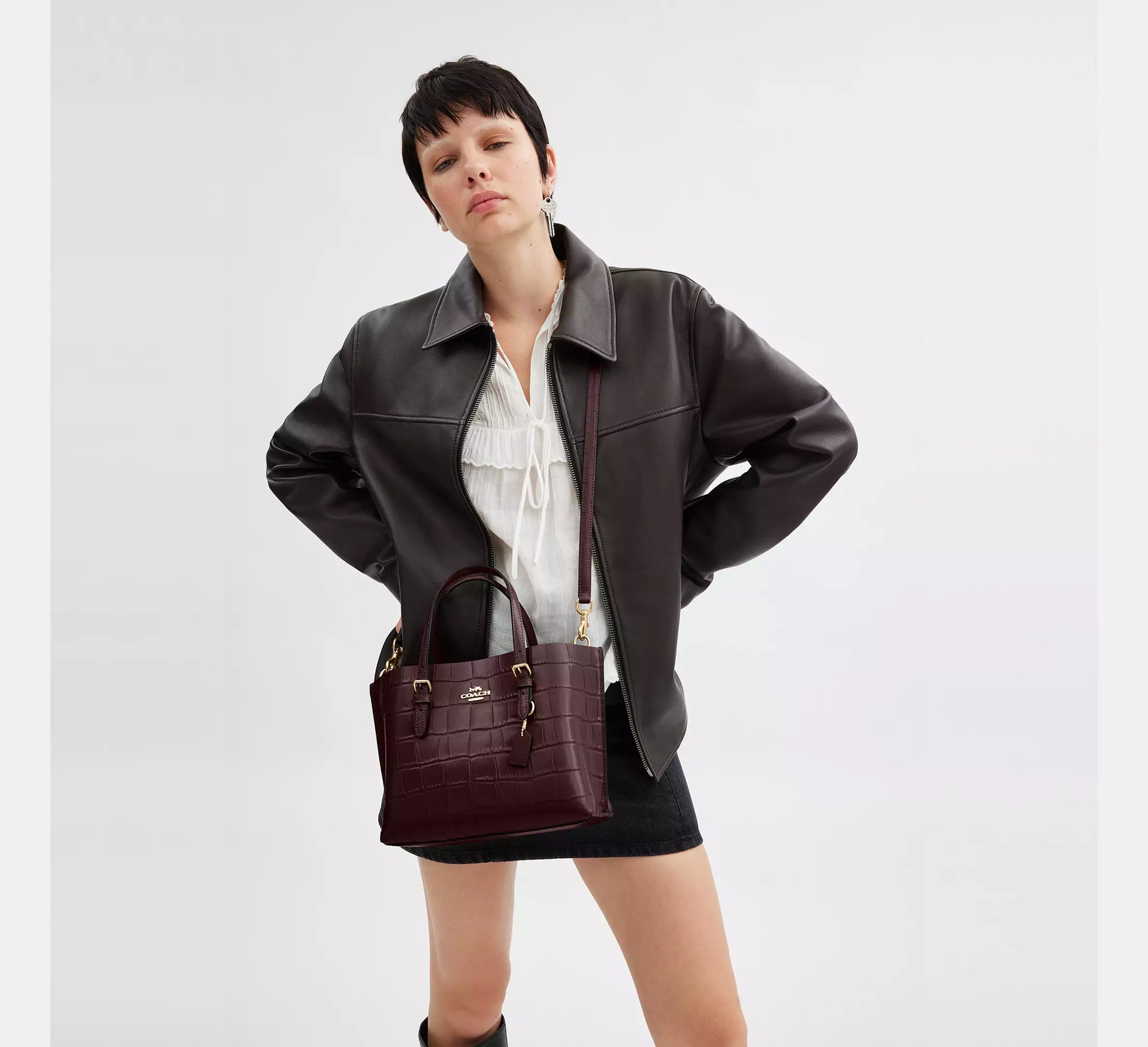 Coach Mollie Tote Bag 25 Gold/merlot