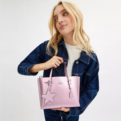 Coach Mollie Tote Bag 25 Silver/Mettalic Pink