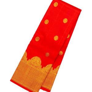 Red Handloom Kanchipuram Silk Saree With Gandaberunda Motifs