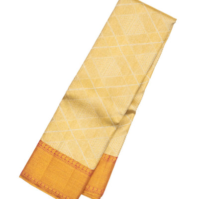 Gold Handloom Kanchipuram Tissue Silk Saree With Diamond Motifs