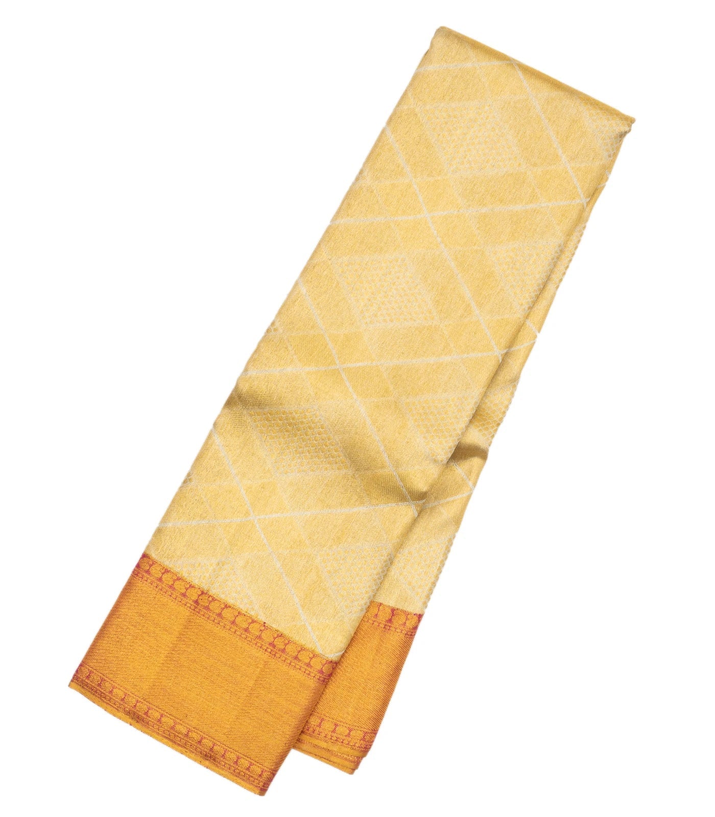 Gold Handloom Kanchipuram Tissue Silk Saree With Diamond Motifs