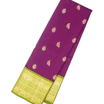 Magenta Handloom Kanchipuram Korvai Silk Saree With Peacock Motifs