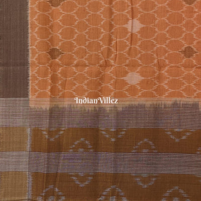 Peach Odisha Ikat Sambalpuri Pure Cotton Saree