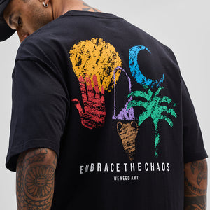 Chaos Black Oversized Fit T-Shirt