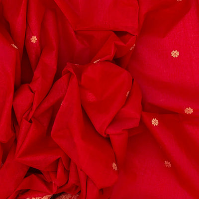 Red Bengal Cotton Saree With Kamalam Motifs
