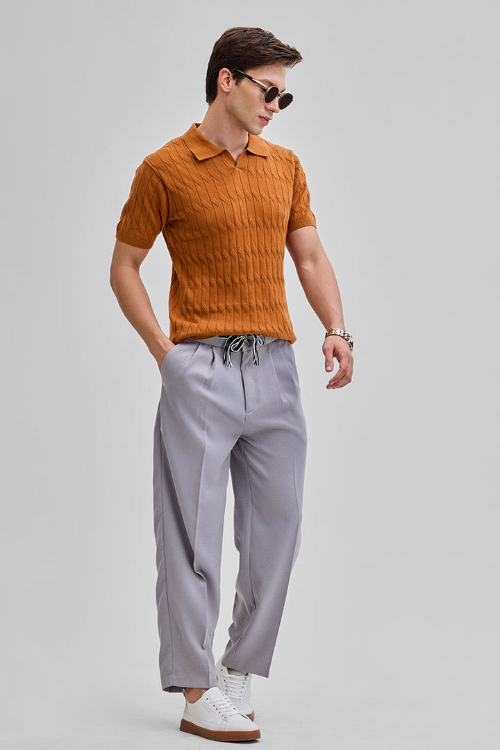 Mustard Knitted Polo T-Shirt