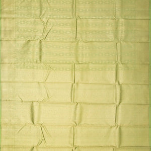 Cardamom Green Handloom Kanchipuram Silk Saree With Stripes & Floral Motifs