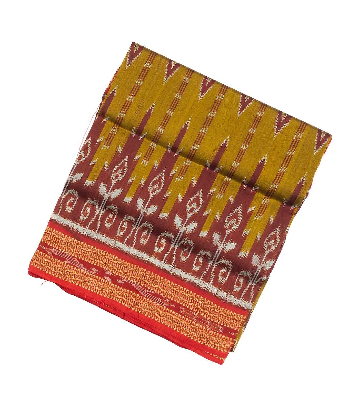 Oil Mustard Handloom Orissa Silk Saree With Tie & Dye Motifs