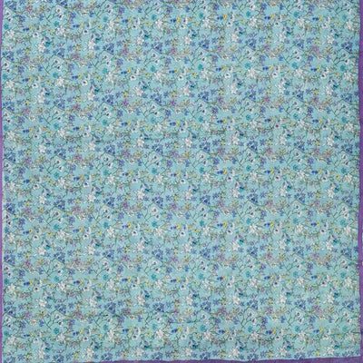 Light Blue Woven Digital Printed Chiffon Silk Saree With Floral Motifs