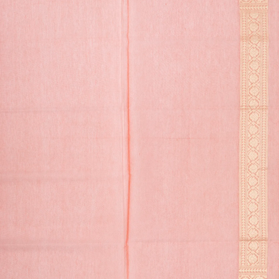 Peach Handwoven Banarasi Silk Cotton Saree With Floral Jaal Motifs
