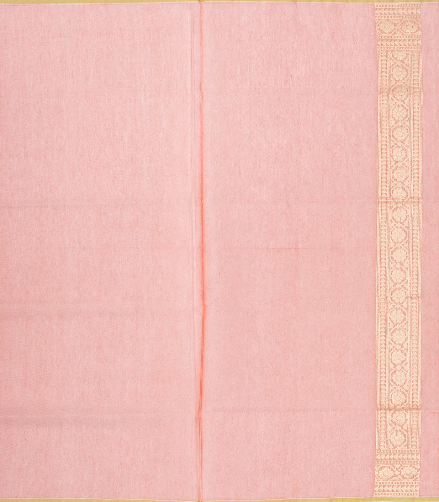 Peach Handwoven Banarasi Silk Cotton Saree With Floral Jaal Motifs