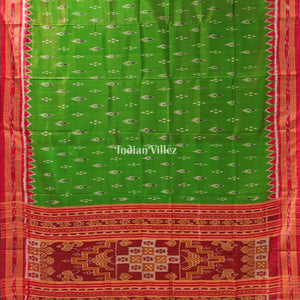 Parrot Green Red  Mayur Chandrika Khandua Silk Saree