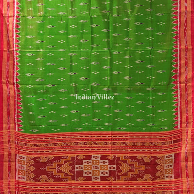 Parrot Green Red  Mayur Chandrika Khandua Silk Saree