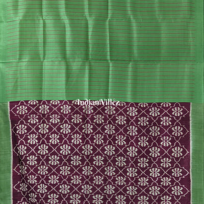 Coffee Forest Green Odisha Ikat Contemporary Silk Saree