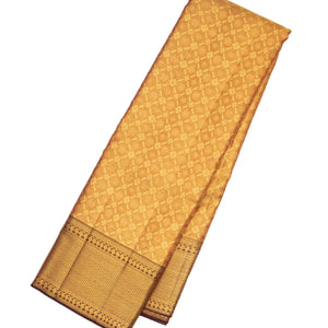 Peach Handloom Kanchipuram Tissue Silk Saree With Floral Motifs