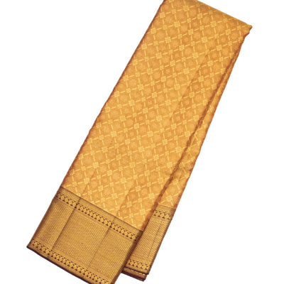 Peach Handloom Kanchipuram Tissue Silk Saree With Floral Motifs