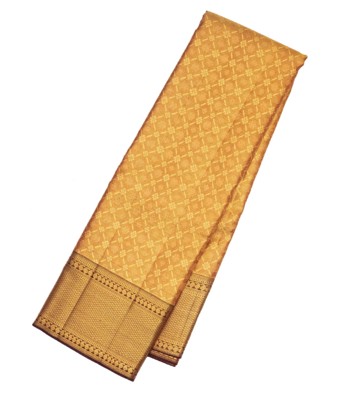 Peach Handloom Kanchipuram Tissue Silk Saree With Floral Motifs