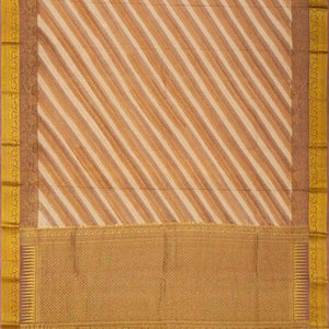 Peach Mysore Crepe Silk Saree With Diagonal Stripes
