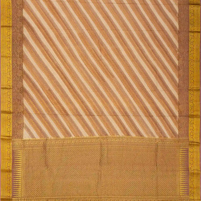 Peach Mysore Crepe Silk Saree With Diagonal Stripes