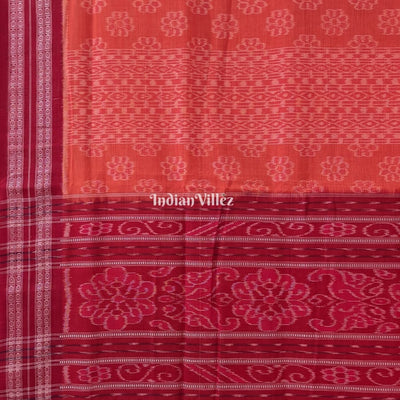 Orange Odisha Ikat Maniabandha Cotton Jharana Saree