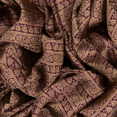 Magenta Handwoven Banarasi Silk Saree With Floral Motifs