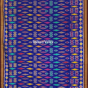Multi Color Khandua on Blue Base with Pasapali Khandua Silk saree